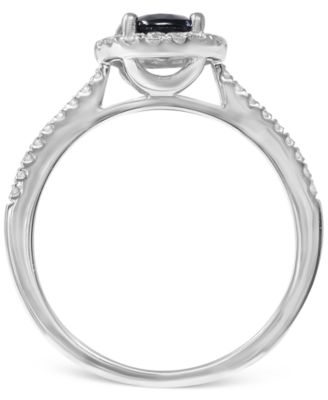 Sapphire (1-1/2 ct. t.w.) & Diamond (1/4 ct. t.w.) Halo Ring in 14k White Gold