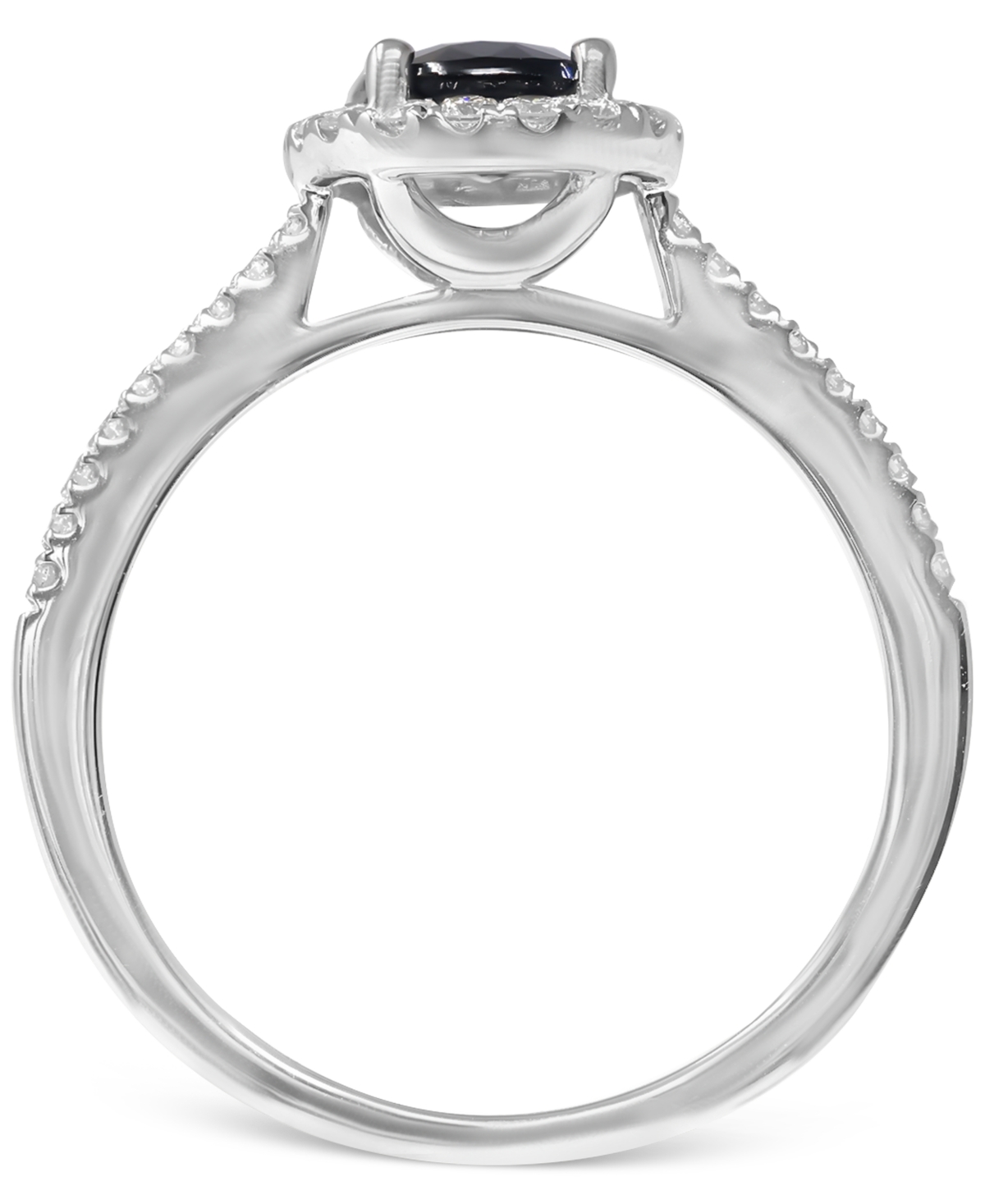 Macy's Sapphire (1-1/2 Ct. T.w.) & Diamond (1/4 Ct. T.w.) Halo Ring In 14k White Gold In Sapphire