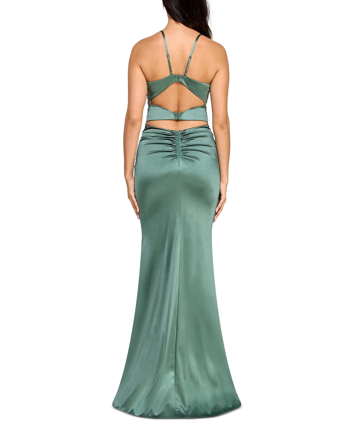 Emerald Sundae Juniors' Corset-Front Cutout-Back Gown
