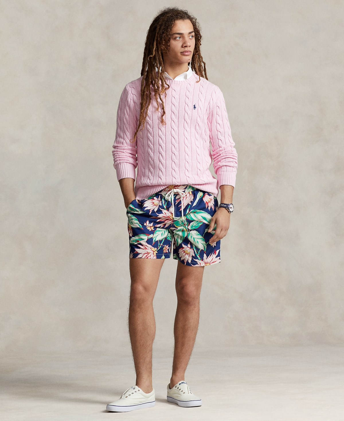 Shop Polo Ralph Lauren Men's Cable-knit Cotton Sweater In Carmel Pink