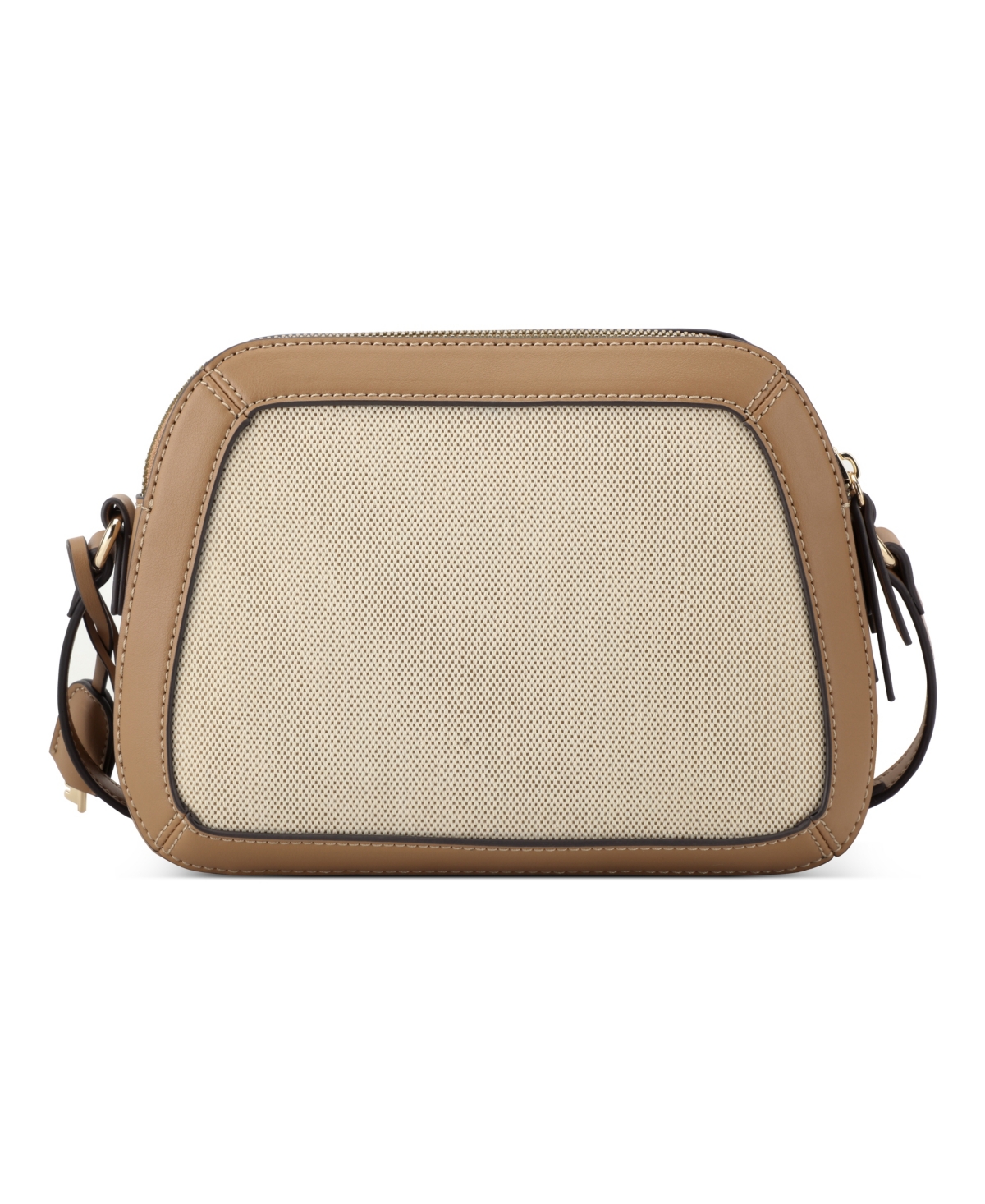 Nine West Charmaine Cibrina Dome Crossbody Bag In Natural Canvas Dark Camel