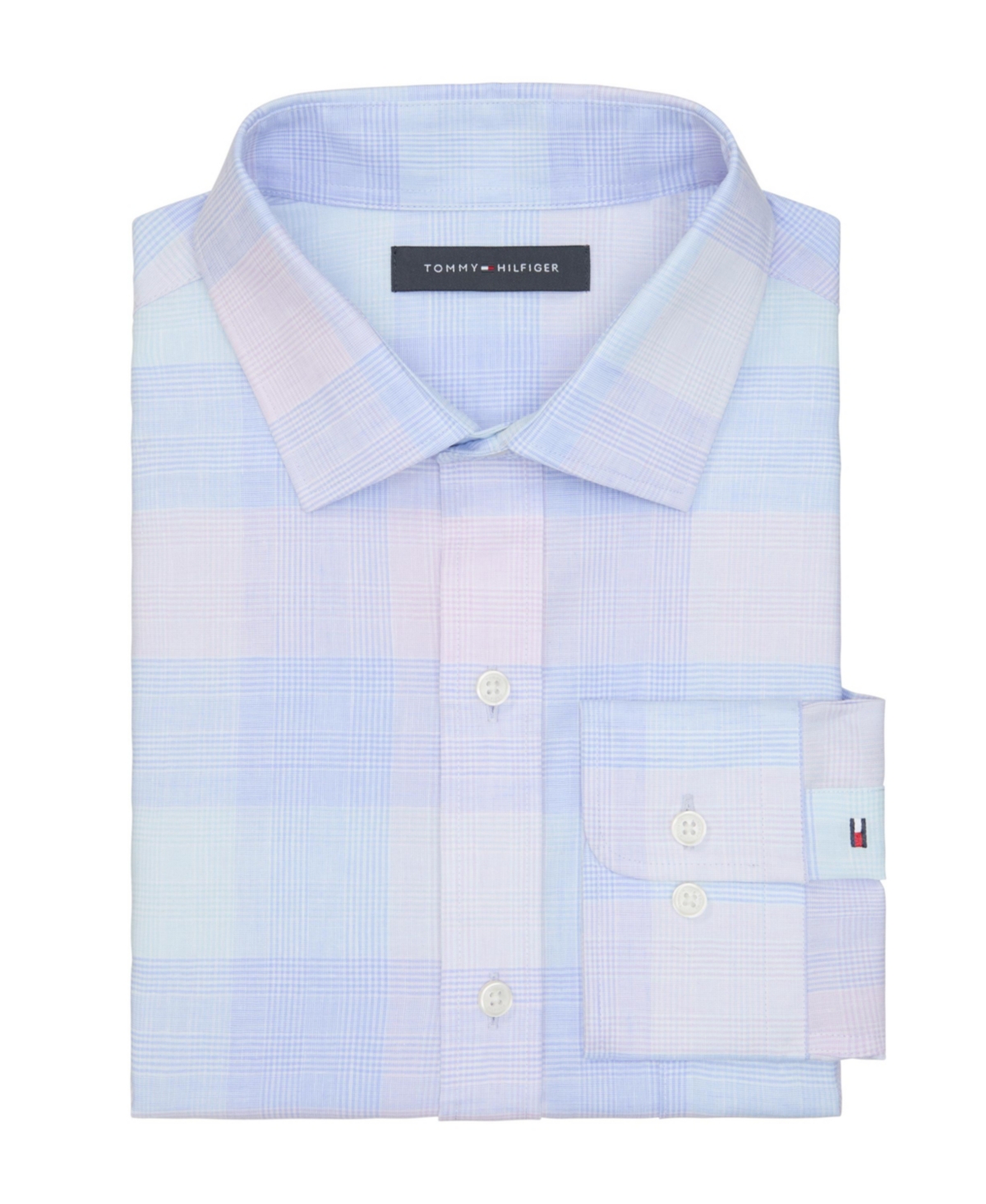 Tommy Hilfiger Mens Regular Fit Dress Shirt In Purple Multi