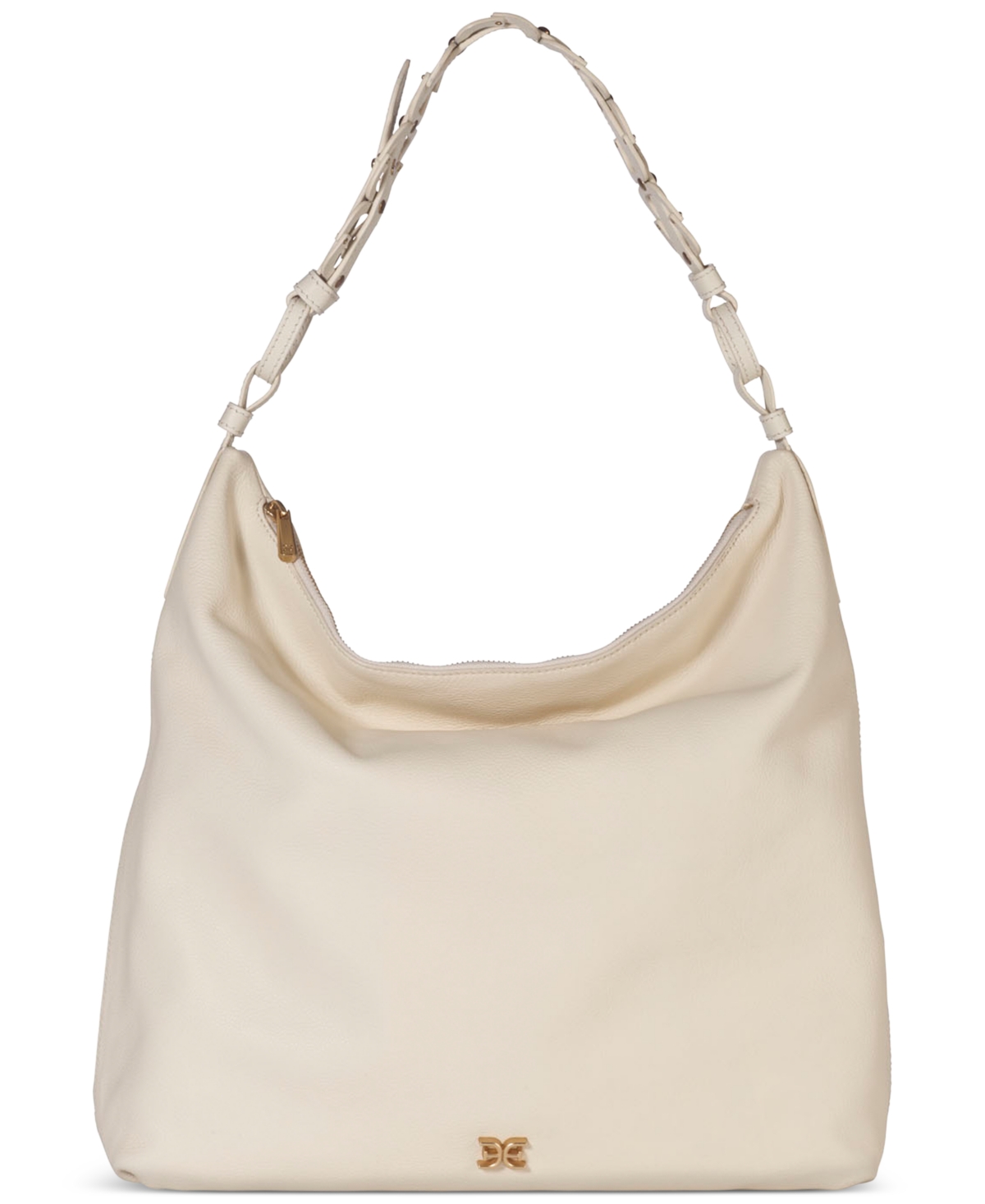 Shop Sam Edelman Bay Large Leather Chainlink Hobo In Cream