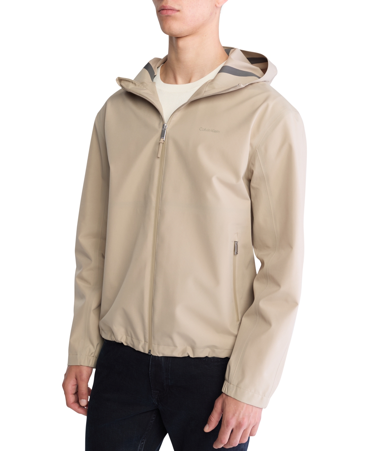 Calvin Klein Men's Softshell Zip-front Hooded Jacket In Crockery