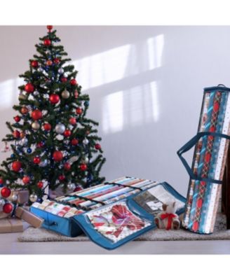 Wrapping Paper Storage Container - Christmas Storage Bag with Interior Pockets - Gift Wrapping Organizer Storage Fits Up to 22 Rolls of 40" - Tear Proof  Wrapping Paper Organizer