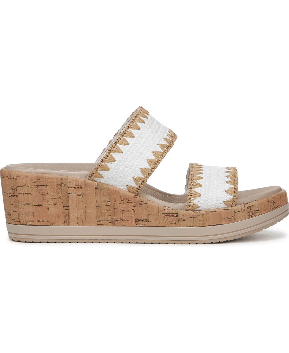 Bzees Resort Sandal In White Stretch Raffia Fabric
