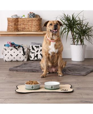 Black Striped Paw Patch Pet Bowl Set/2