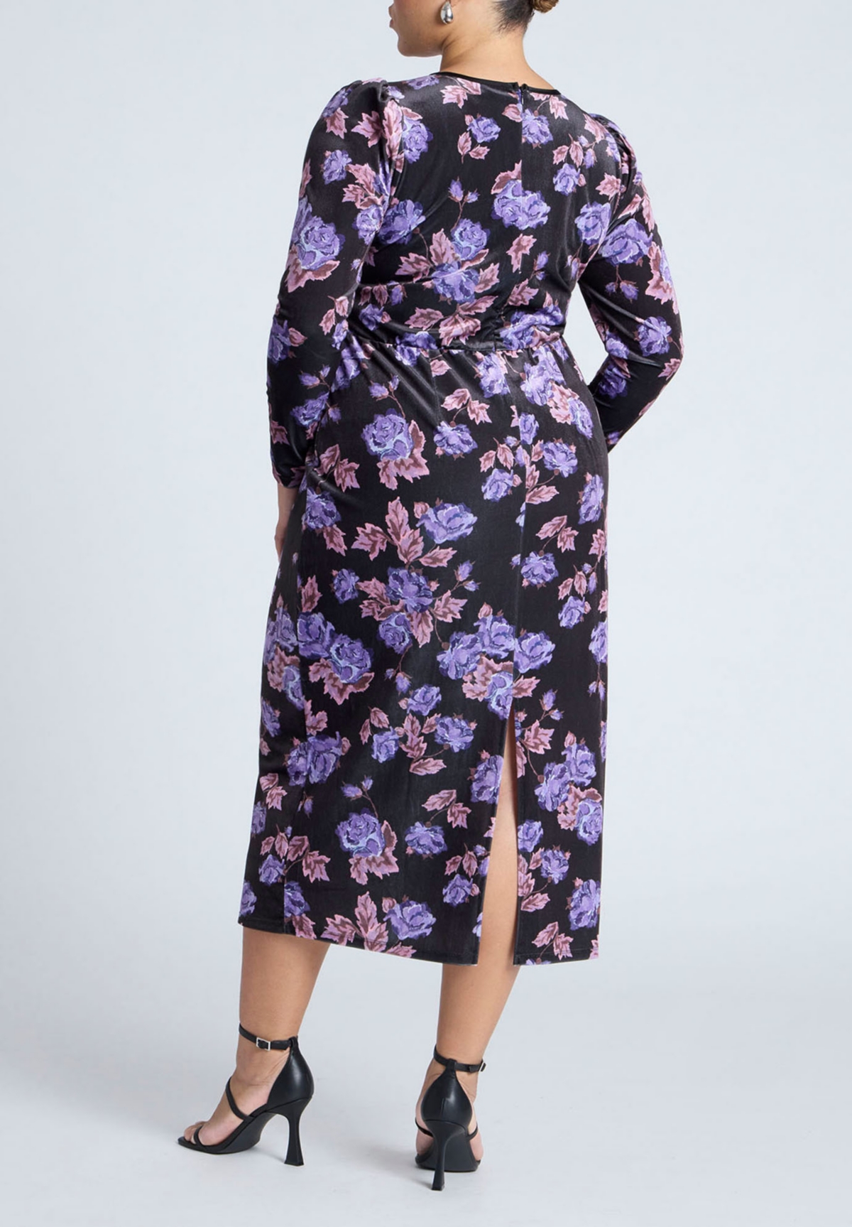 Eloquii Plus Size Printed Velvet Midi Dress