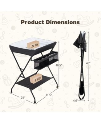 Folding Wide Nursery Diaper Changing Table for Space-Saving and Convenience