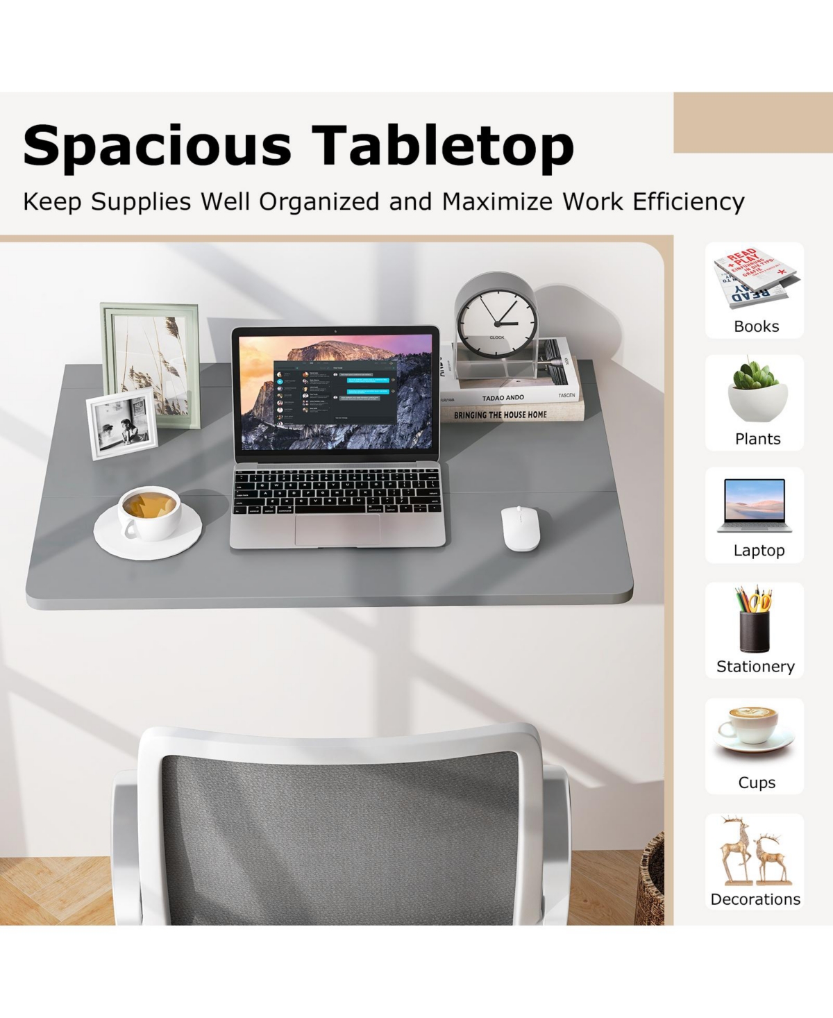 Gouun 31.5 x 23.5 Inch Wall Mounted Folding Table for Spaces