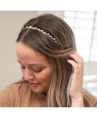 Thin Embellished Headband - Gem Leaf