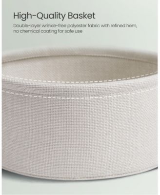 Small Round Side End Table, Modern Nightstand with Fabric Basket