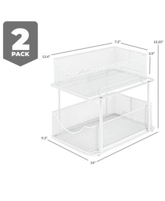 2 Tier Baskets with Mesh Sliding Drawers - Ideal Cabinet, Under the Sink - Great for Bathroom, Kitchen, Office, etc