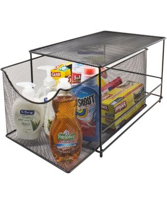 Metal Mesh Cabinet Organizer with Pull-Out Drawers - Ideal for Countertop, Cabinet, Pantry, Under the Sink, Desktop and More (Black 1 Drawer