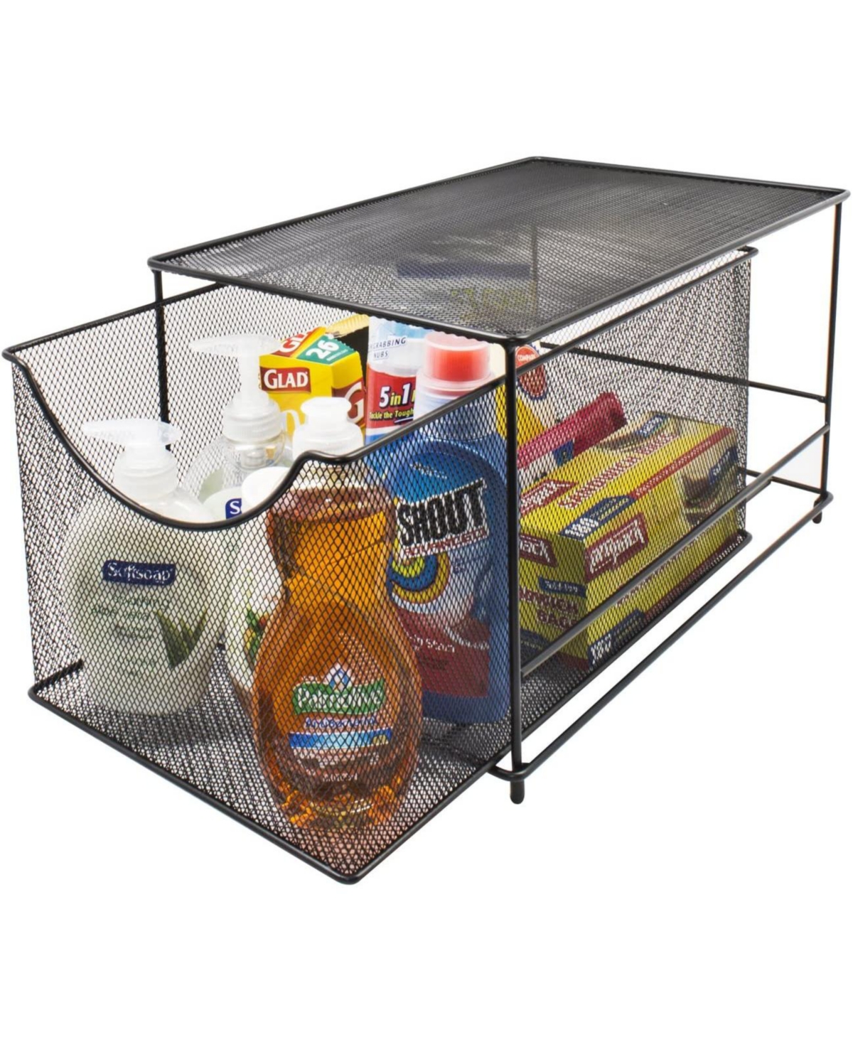 Sorbus Metal Mesh Cabinet Organizer with Pull-Out Drawersa€”Ideal for Countertop, Cabinet, Pantry, Under the Sink, Desktop and More (Bla