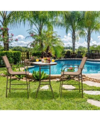 3 Pieces Outdoor Patio Bar Table Stool Set
