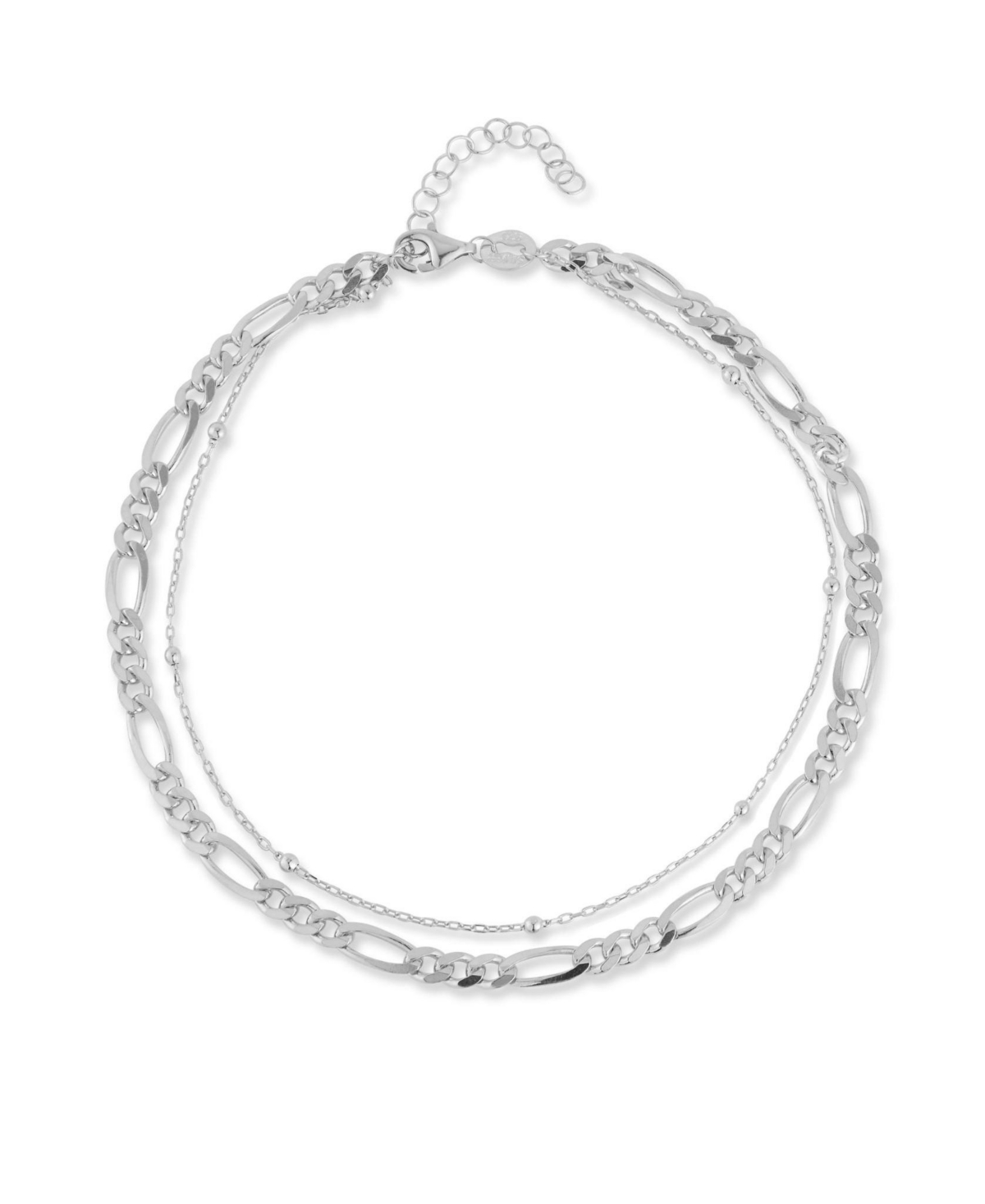 14K Gold Plated Sterling Silver Double Layer Chain Anklet - Gold