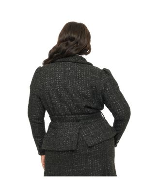 Plus Size 1940s Tweed Belted Jacket