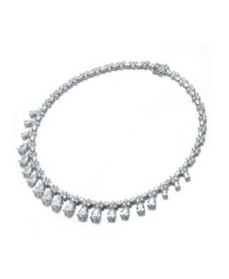 Women's White Gold Plated  Colored Cubic Zirconia Evening Necklace