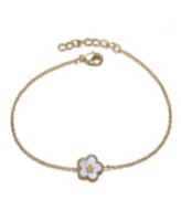 GiGiGirl Elegant 14k Gold Plated Flower Charm Bracelet - Gold