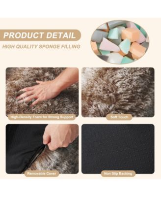 Faux Fur Bean Bag Chair for Adults, Soft Plush Couch with Armrests, Fluffy Lazy Sofa for Living Room & Reading