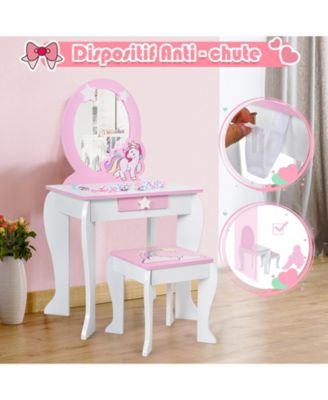 GOUUN Kids Vanity Set with Mirror, Drawer, and Chair for Makeup and Dressing