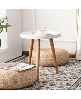 Round Side Sofa Table with Wooden Tray