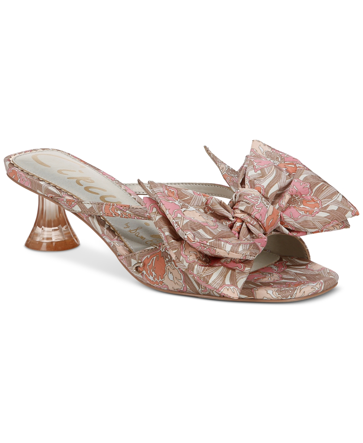 Circus Ny By Sam Edelman Women's Natalina Bow Kitten-heel Dress Sandals In Natural Floral Multi
