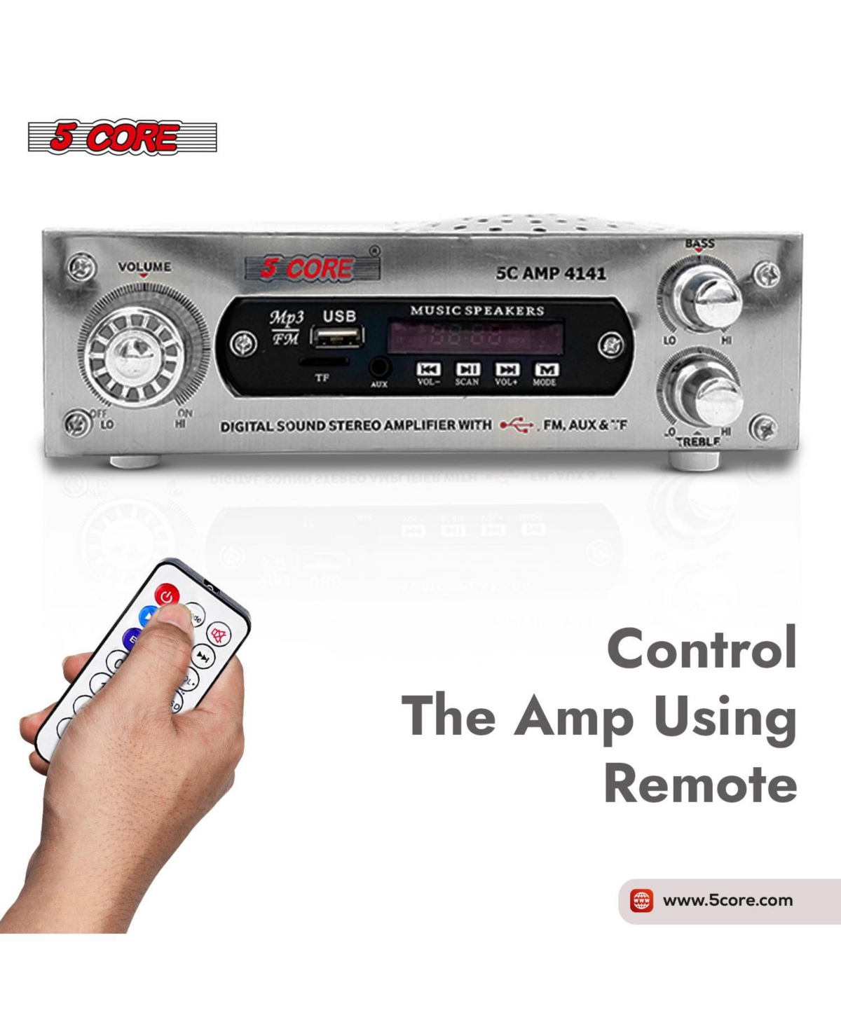 5 Core Amplifier Home Audio 400W in-Built Speaker Mini Stereo Dual Channel Lcd Display Tf Aux Usb