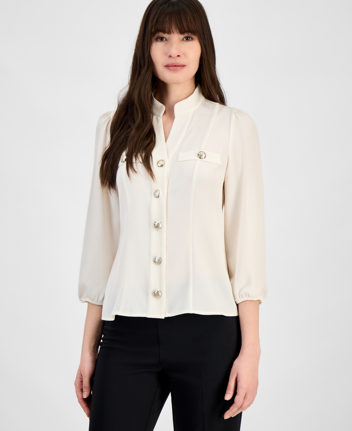 ANNE KLEIN WOMEN'S HIGH-NECK BLOUSE 