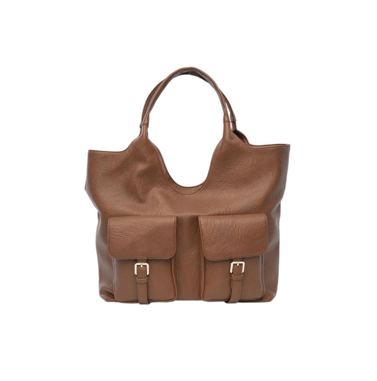 Royale Faux Leather Tote Bag - Tan