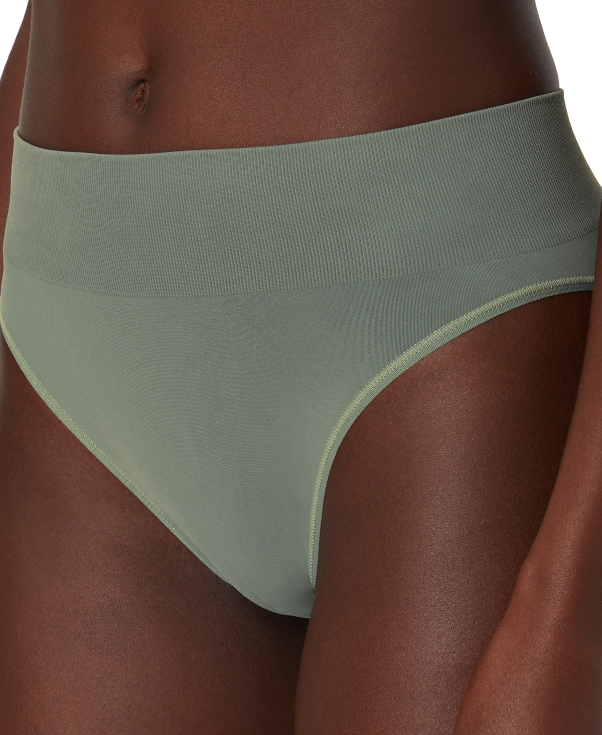 Shop Maidenform M Seamless High Leg Bikini Underwear Dm2317 In Pewter Green
