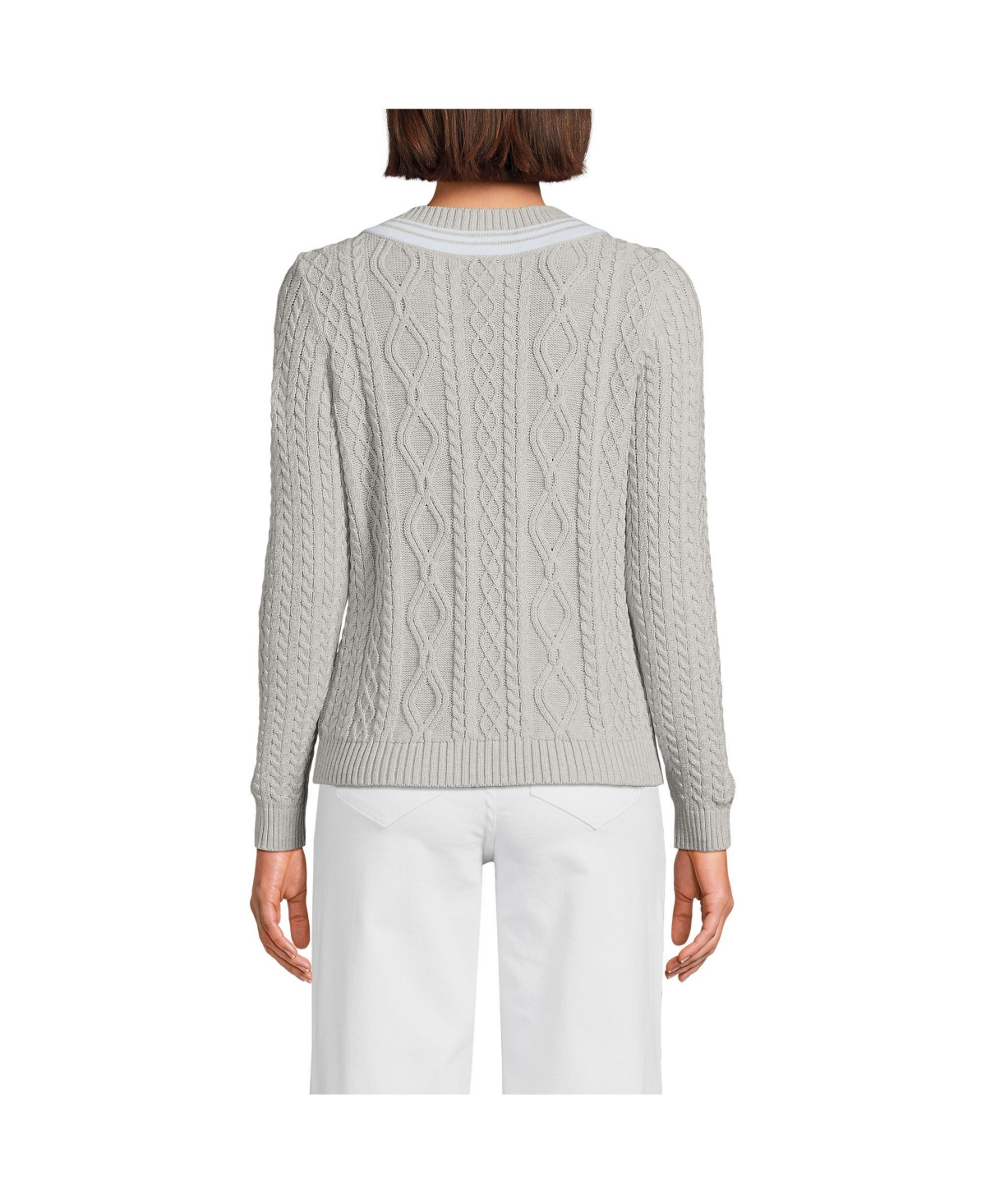 Lands' End Women's Drifter Cable V-Neck Sweater