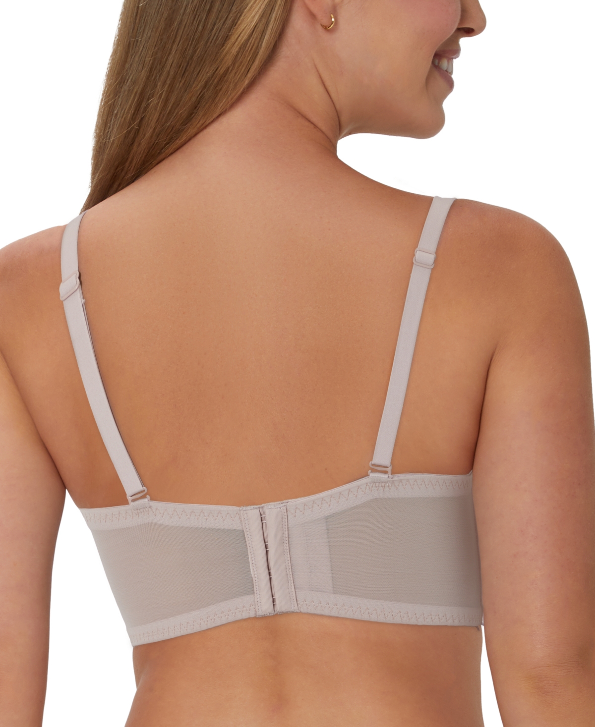 Maidenform Pure Comfort Lace & Mesh Longline Wireless Bralette Dm1188 In Evening Blush Bloom