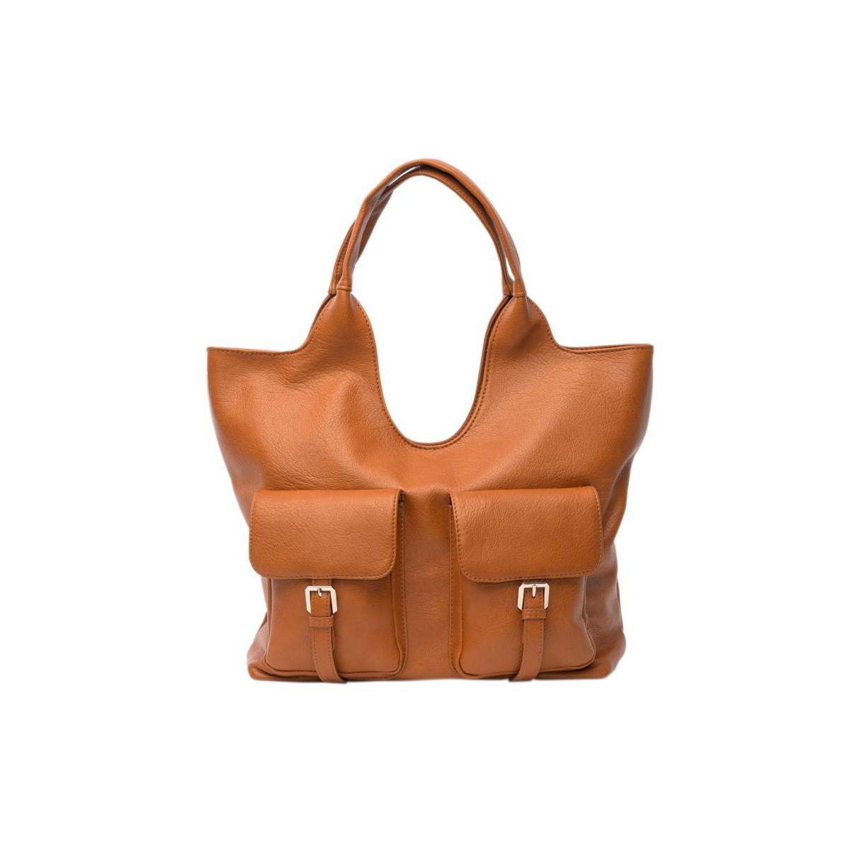 Royale Faux Leather Tote Bag - Tan