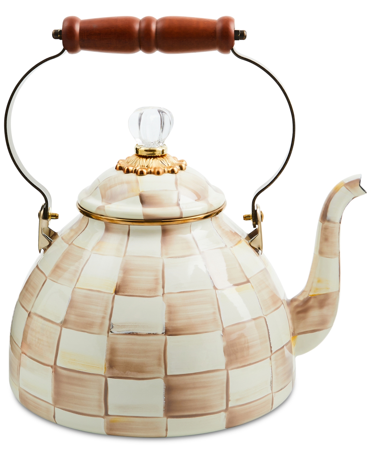 Mackenzie-childs Mocha Check 3-qt. Tea Kettle In Mocha