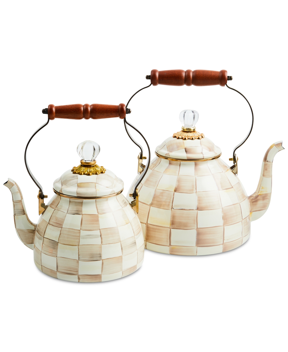 Mackenzie-childs Mocha Check 3-qt. Tea Kettle In Mocha