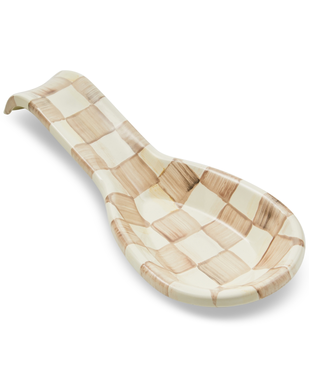 MACKENZIE-CHILDS MOCHA CHECK SPOON REST 