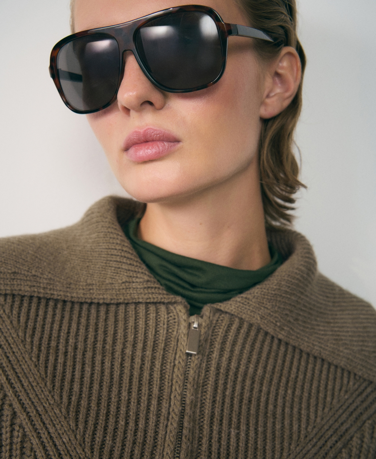 Mango Women's Zip Collar Ribbed Sweater
