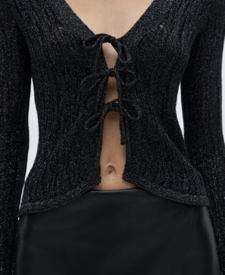 Women's Bows Detail Lurex Cardigan