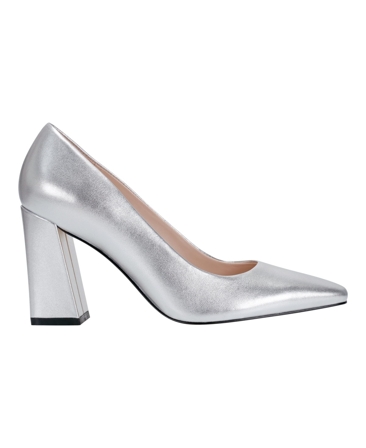 Marc Fisher Ltd Yalina Pointed Toe Block Heel Pump In Silver Leather