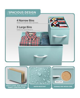 Dresser with 7 Drawers - Storage Organizer with Steel Frame, Wood Top, Handles, Fabric Bins