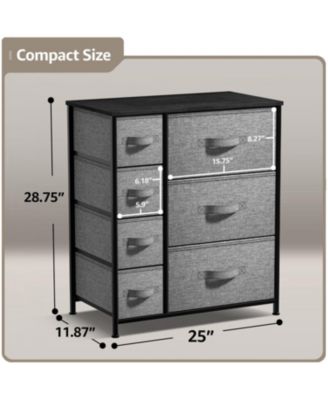 Dresser with 7 Drawers - Storage Chest Organizer with Steel Frame, Wood Top, Handles, Fabric Bins
