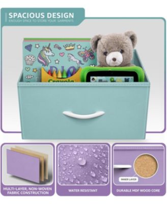 4 Drawers Chest Nightstand - Storage for Closet, Home, College Dorm - Features Steel Frame, Wood Top, & Fabric Bins