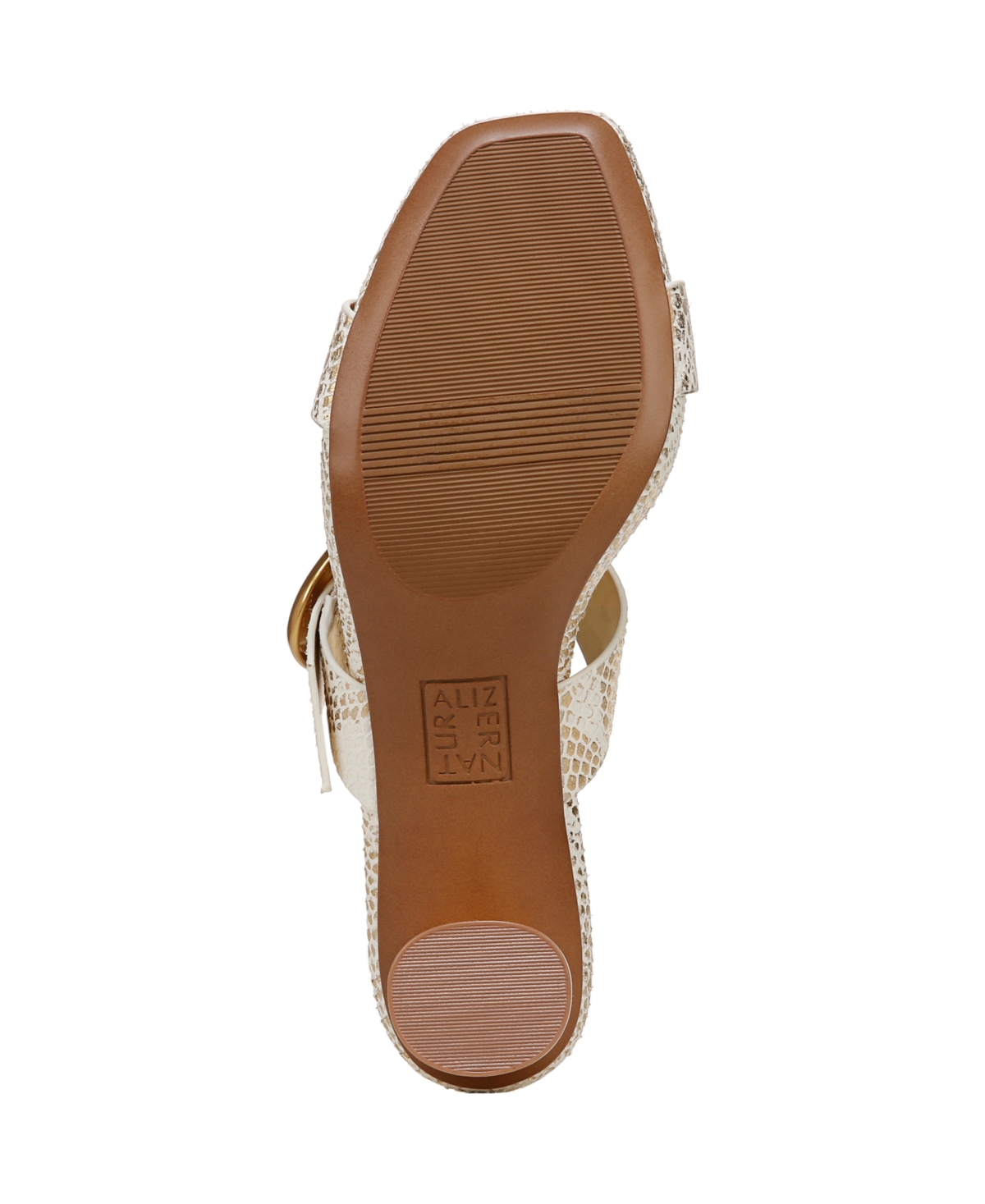 Shop Naturalizer Women's Ida Square Open Toe Slide Dress Sandals In White,gold Snake Embossed Leather