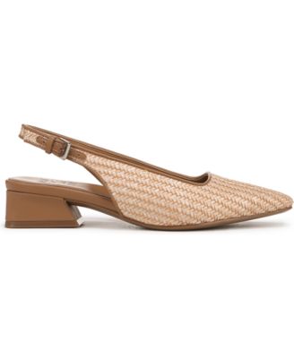 Women's Ginger 2 Snip Toe Asymmetrical Low Block Heel Slingbacks