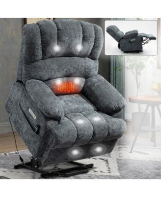 Oversized Power Lift Recliner Chair with Massage & Heat, 23" Seat, USB, Brown