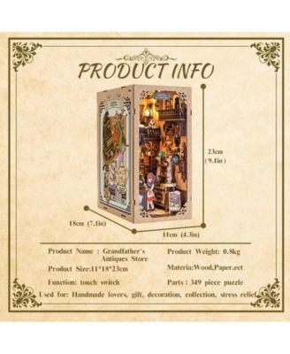 DIY Book Nook Kit DIY Miniature House Dollhouse Kit Booknook Bookshelf Decor Alley Model with LED Light, Gifts (Grandfather s Antique Store