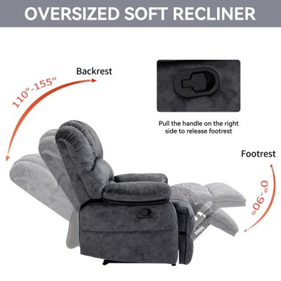 Large Size Recliner Chair In Fabric For Living  Room
