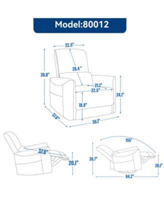 Massage Recliner - 360° Swivel & Heat Rocking Chair